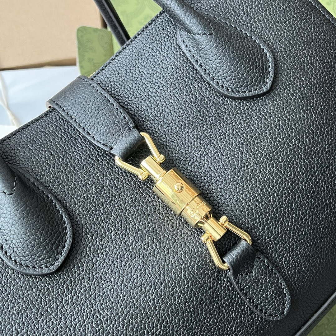 Gucci 727810 Jackie 1961 small natural grain tote in black leather - Default Title - View 6
