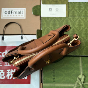 Gucci 727810 Jackie 1961 small natural grain tote in brown leather - Default Title - View 3