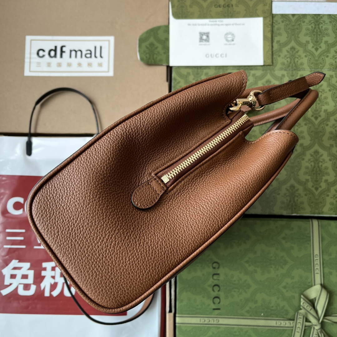 Gucci 727810 Jackie 1961 small natural grain tote in brown leather - Default Title - View 4