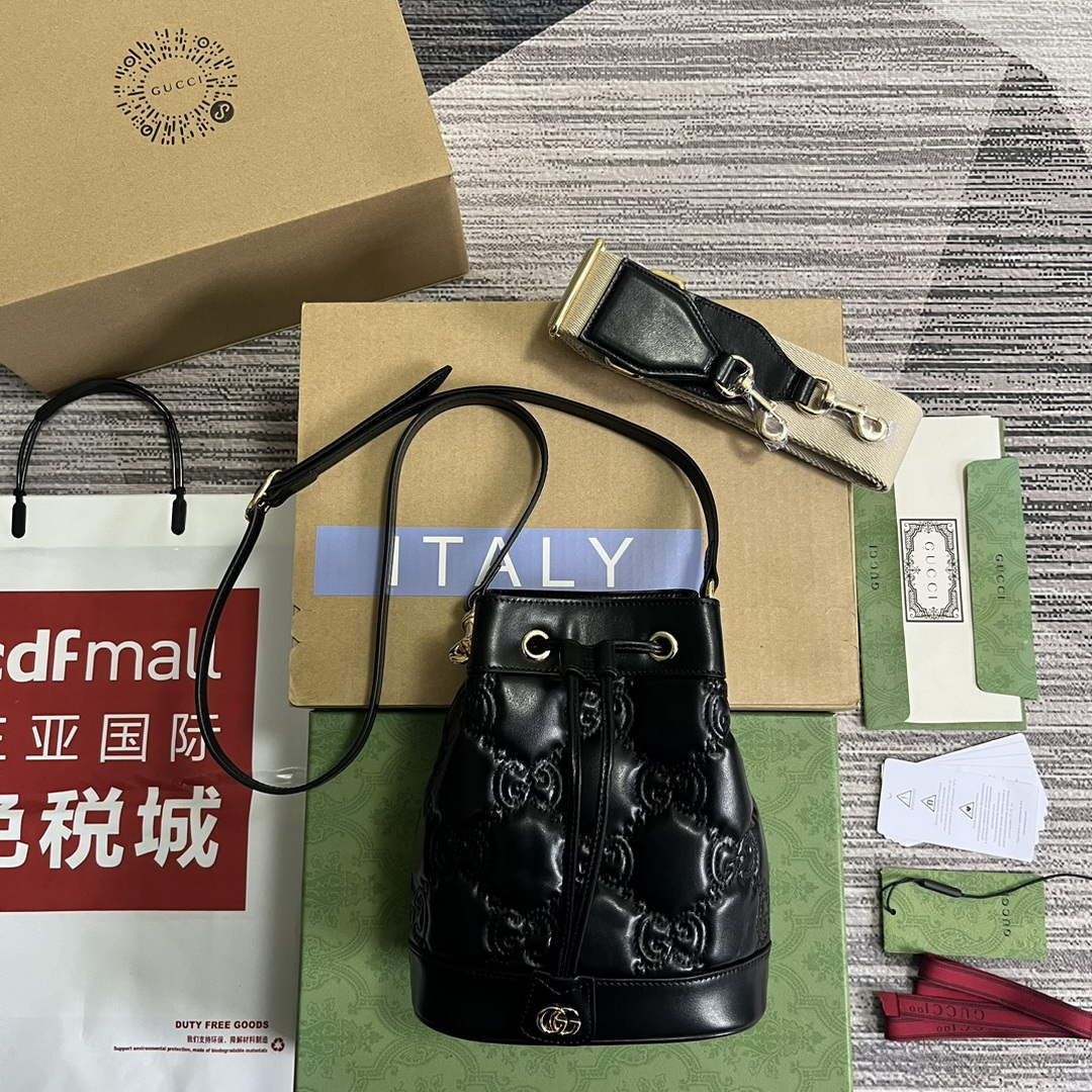 Gucci 728231 GG Matelass¨¦ Bucket Bag Black