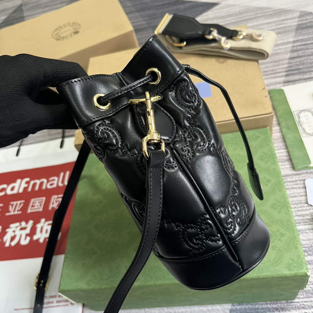 Gucci 728231 GG Matelass¨¦ Bucket Bag Black