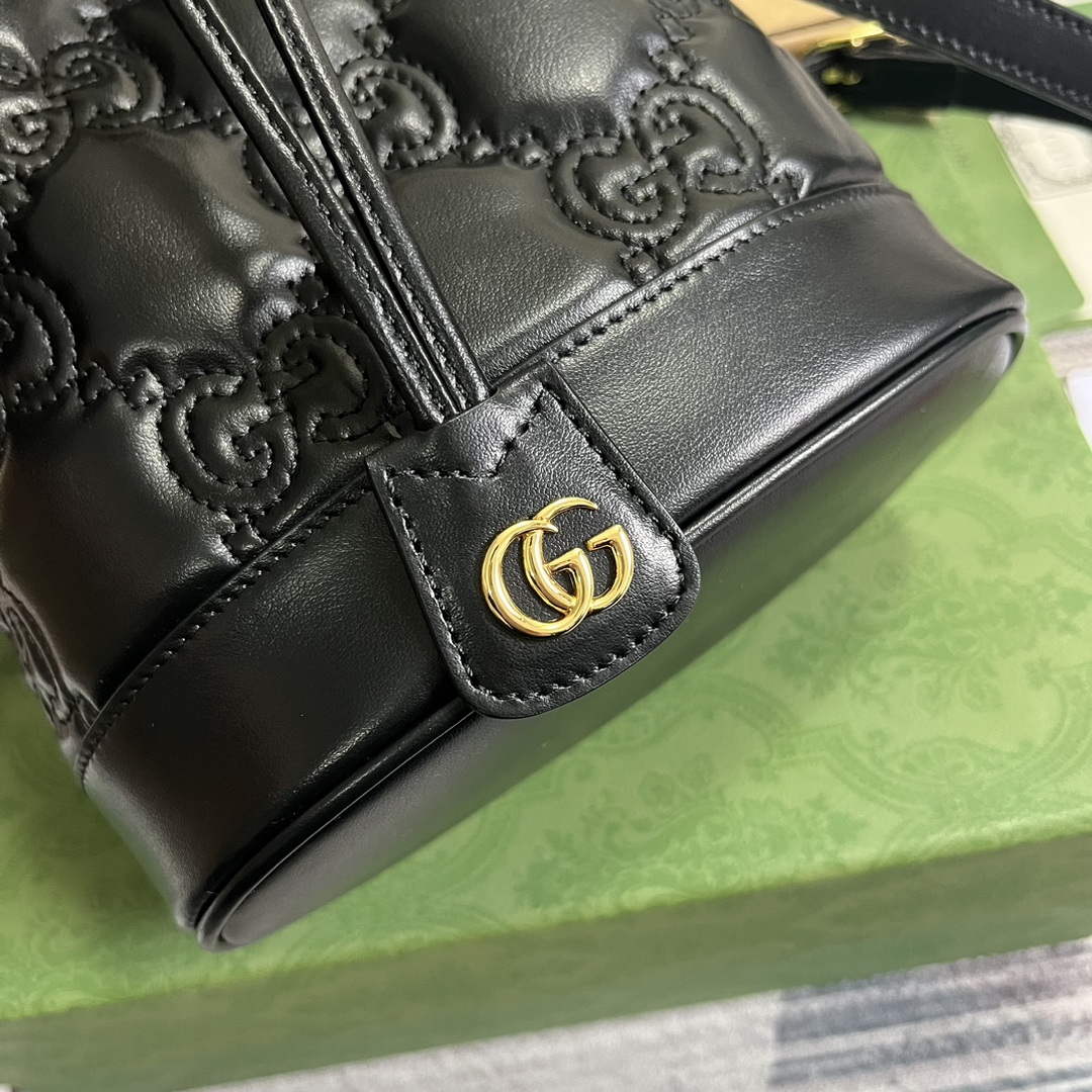 Gucci 728231 GG Matelass¨¦ Bucket Bag Black