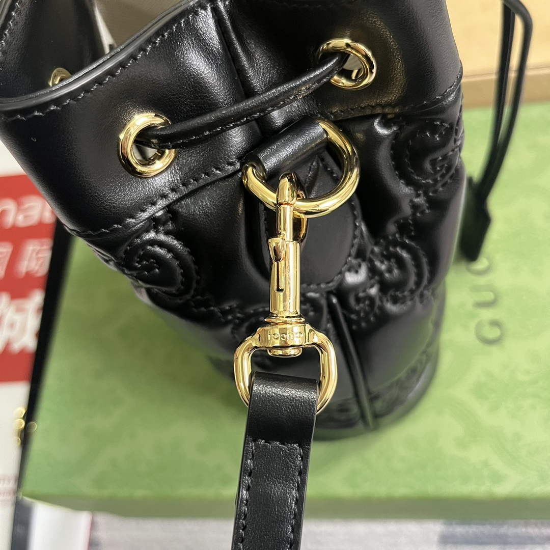 Gucci 728231 GG Matelass¨¦ Bucket Bag Black