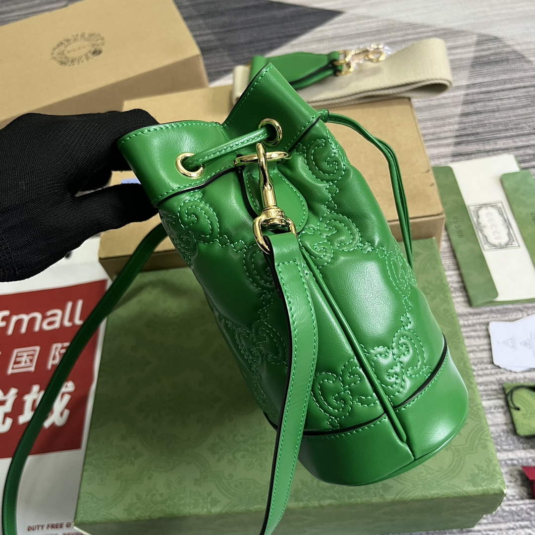 Gucci 728231 GG Matelass¨¦ Bucket Bag Green