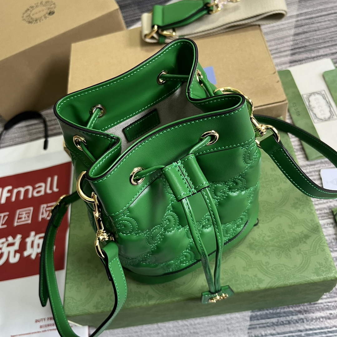 Gucci 728231 GG Matelass¨¦ Bucket Bag Green
