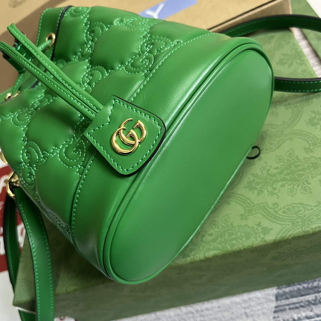 Gucci 728231 GG Matelass¨¦ Bucket Bag Green