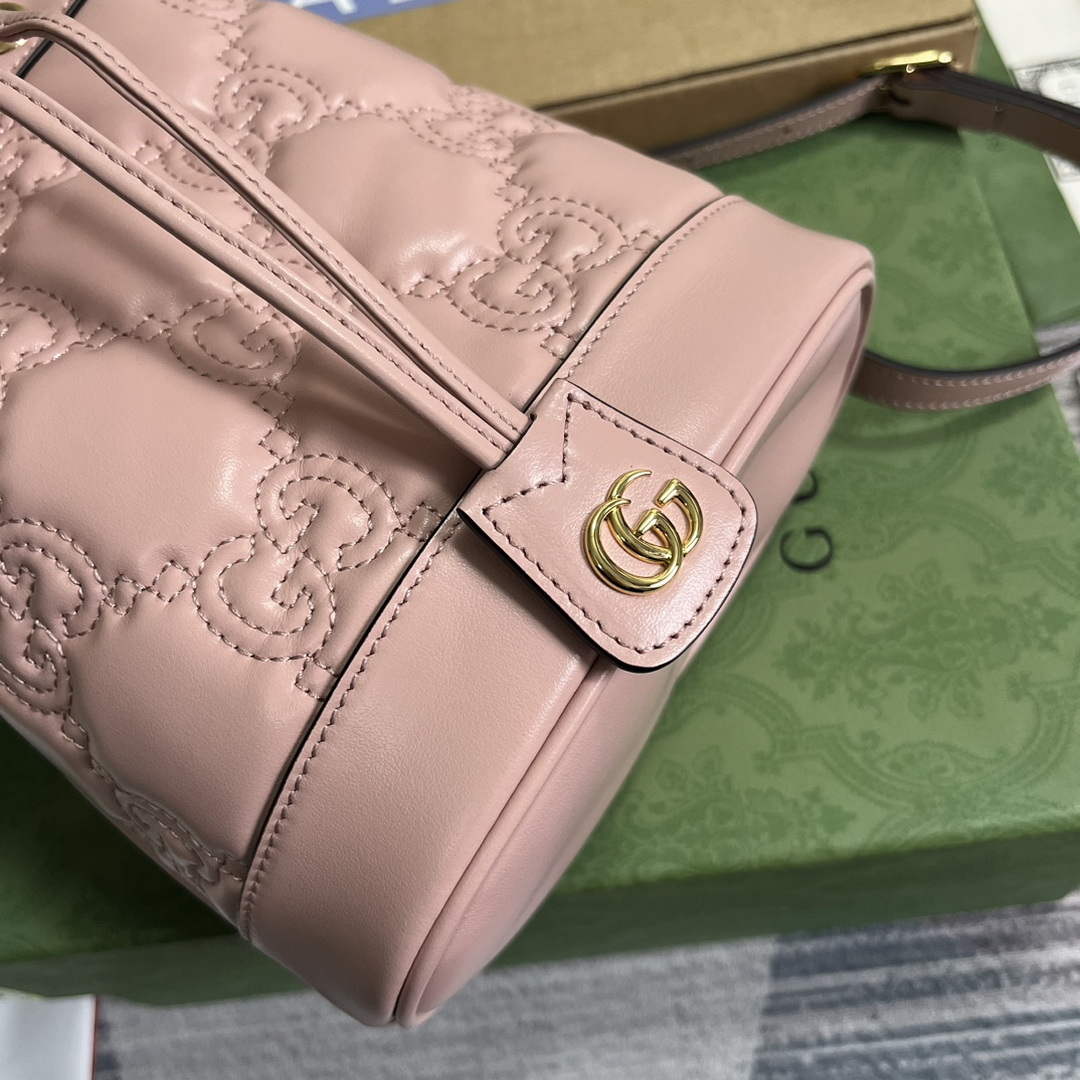 Gucci 728231 GG Matelass¨¦ Bucket Bag Light Pink