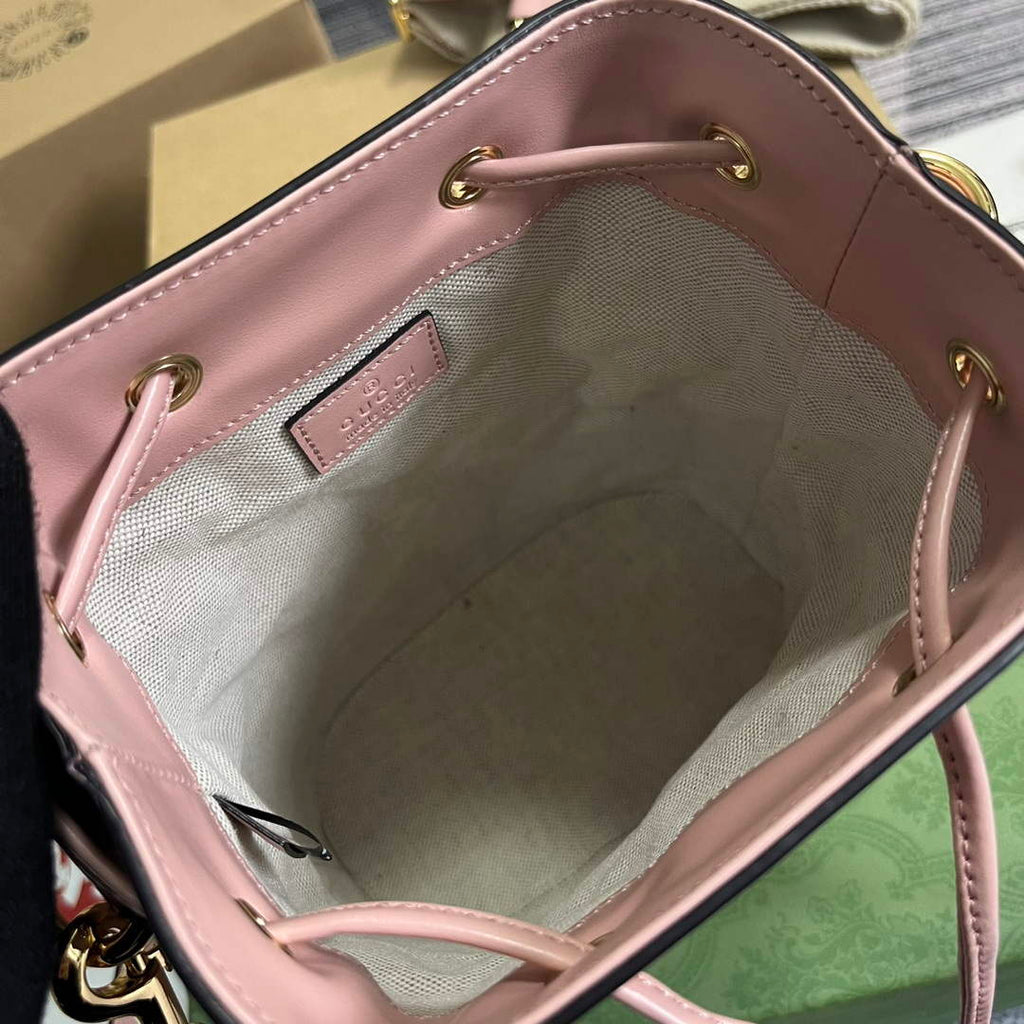 Gucci 728231 GG Matelass¨¦ Bucket Bag Light Pink