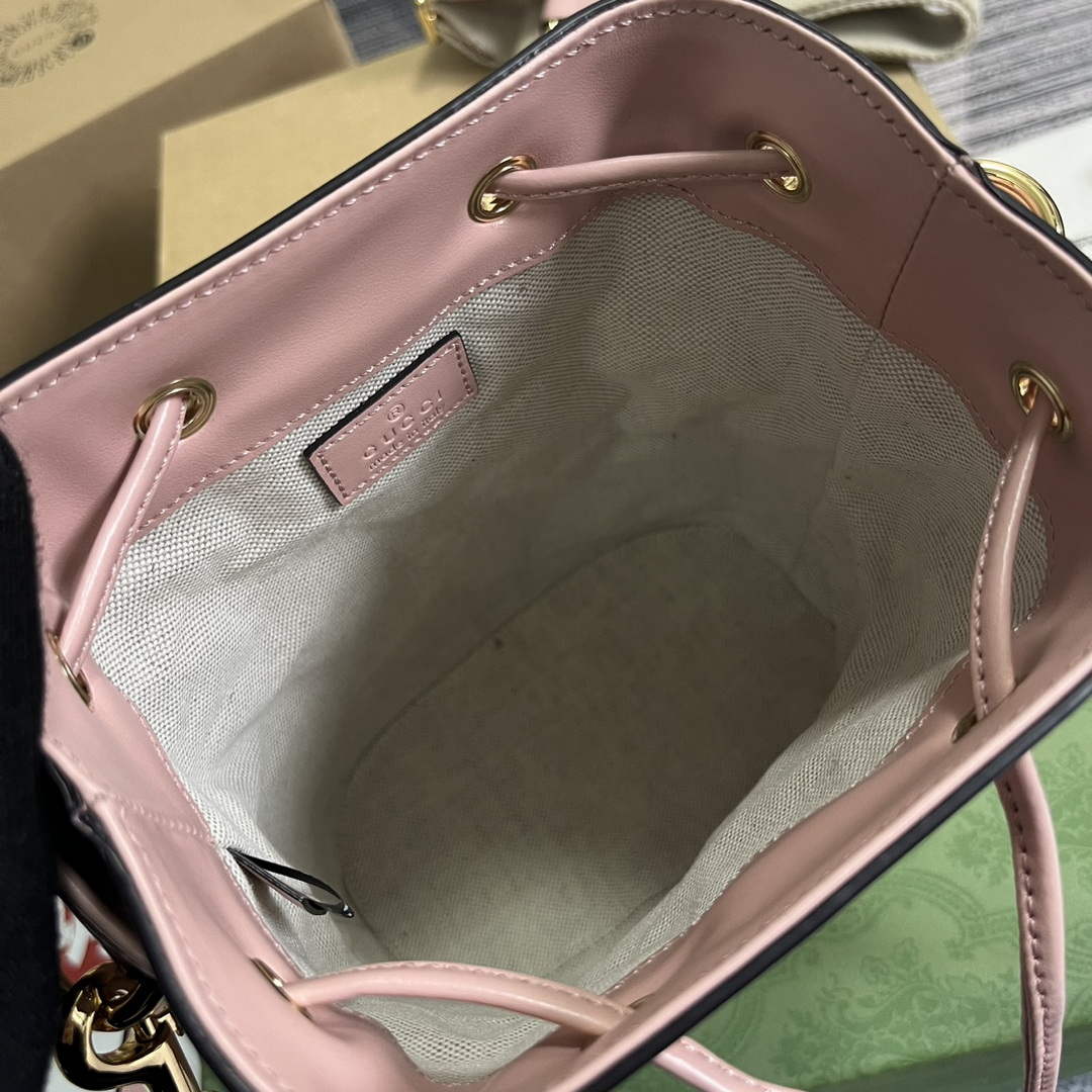 Gucci 728231 GG Matelass¨¦ Bucket Bag Light Pink