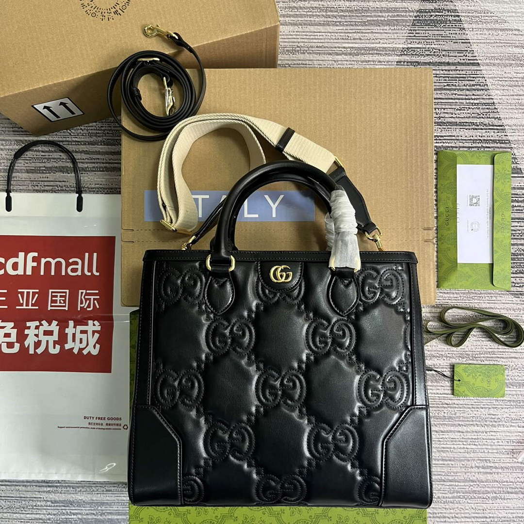 Gucci 728236 GG Matelass¨¦ Tote Black