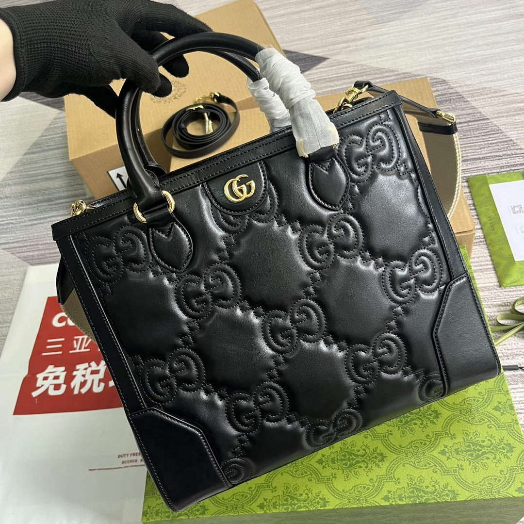 Gucci 728236 GG Matelass¨¦ Tote Black