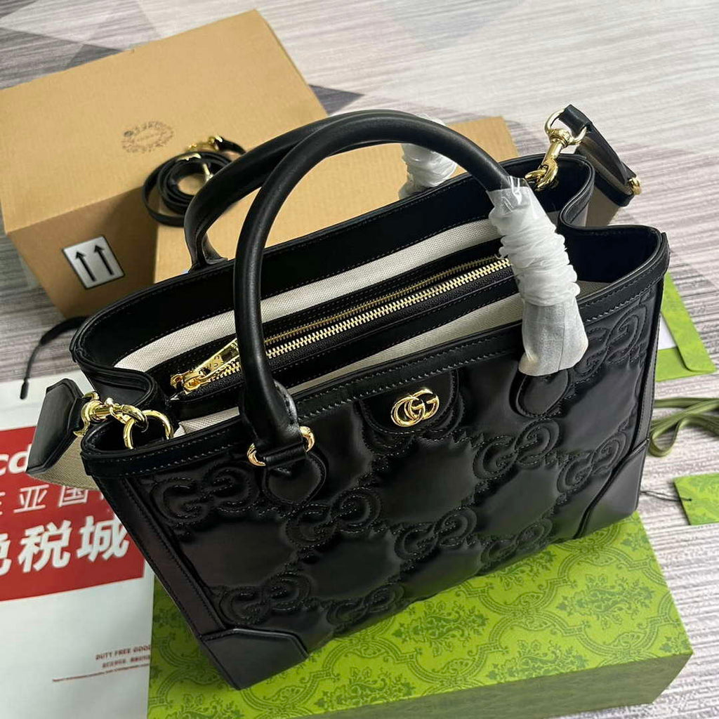 Gucci 728236 GG Matelass¨¦ Tote Black