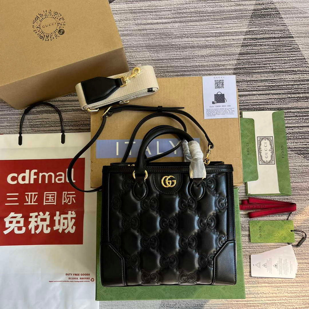 Gucci 728309 GG Matelass¨¦ Mini Top Handle Bag Black