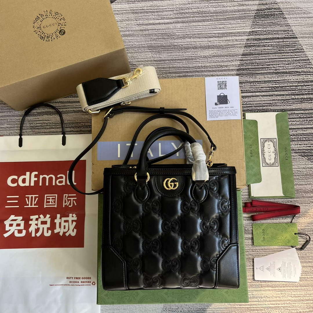 Gucci 728309 GG Matelass¨¦ Mini Top Handle Bag Black