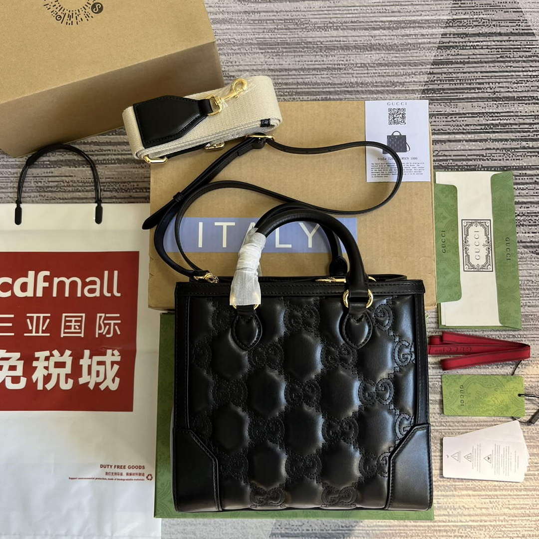 Gucci 728309 GG Matelass¨¦ Mini Top Handle Bag Black