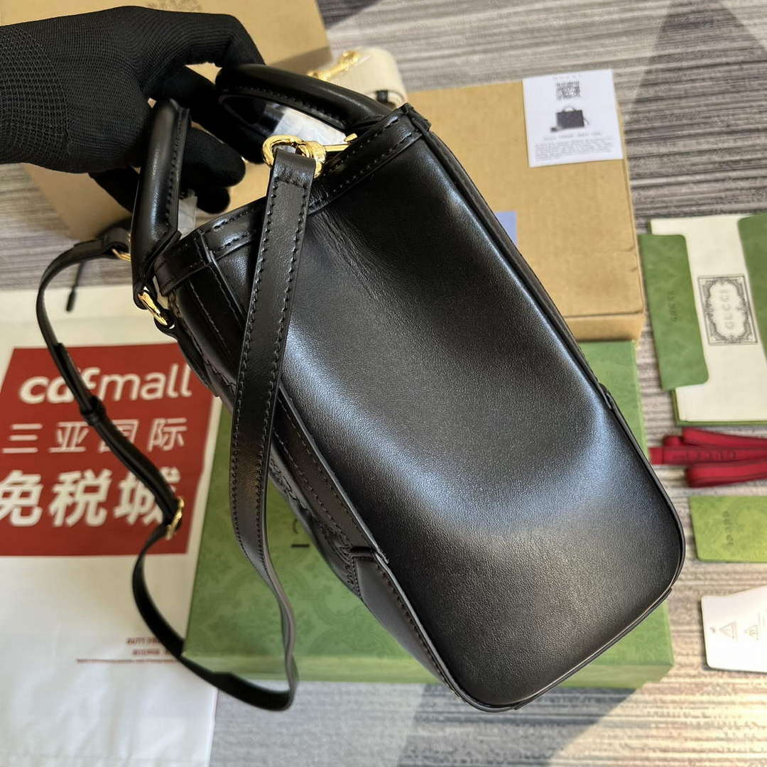 Gucci 728309 GG Matelass¨¦ Mini Top Handle Bag Black