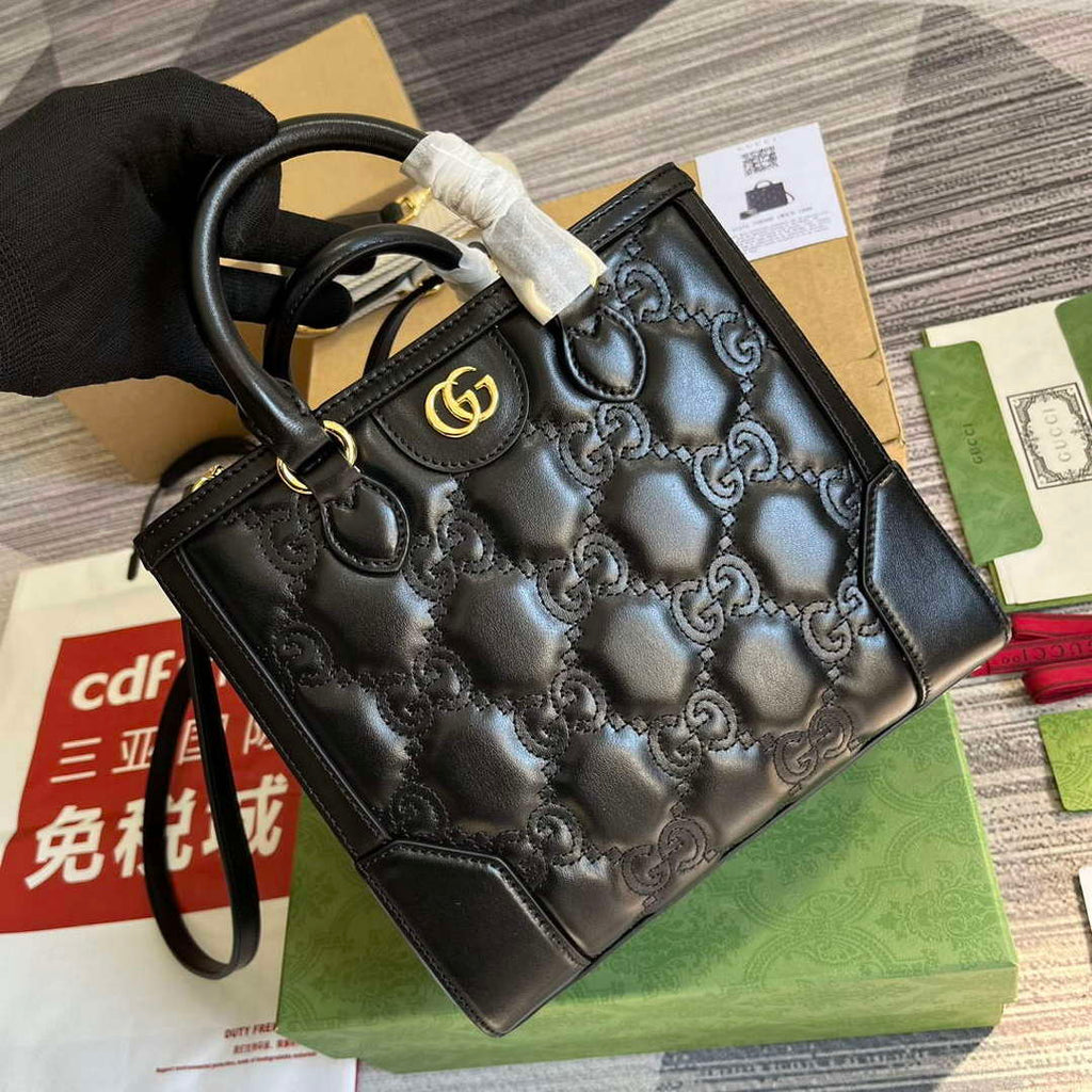 Gucci 728309 GG Matelass¨¦ Mini Top Handle Bag Black