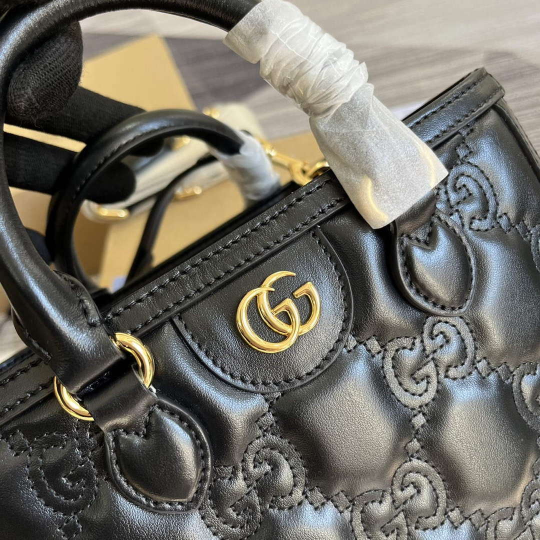 Gucci 728309 GG Matelass¨¦ Mini Top Handle Bag Black