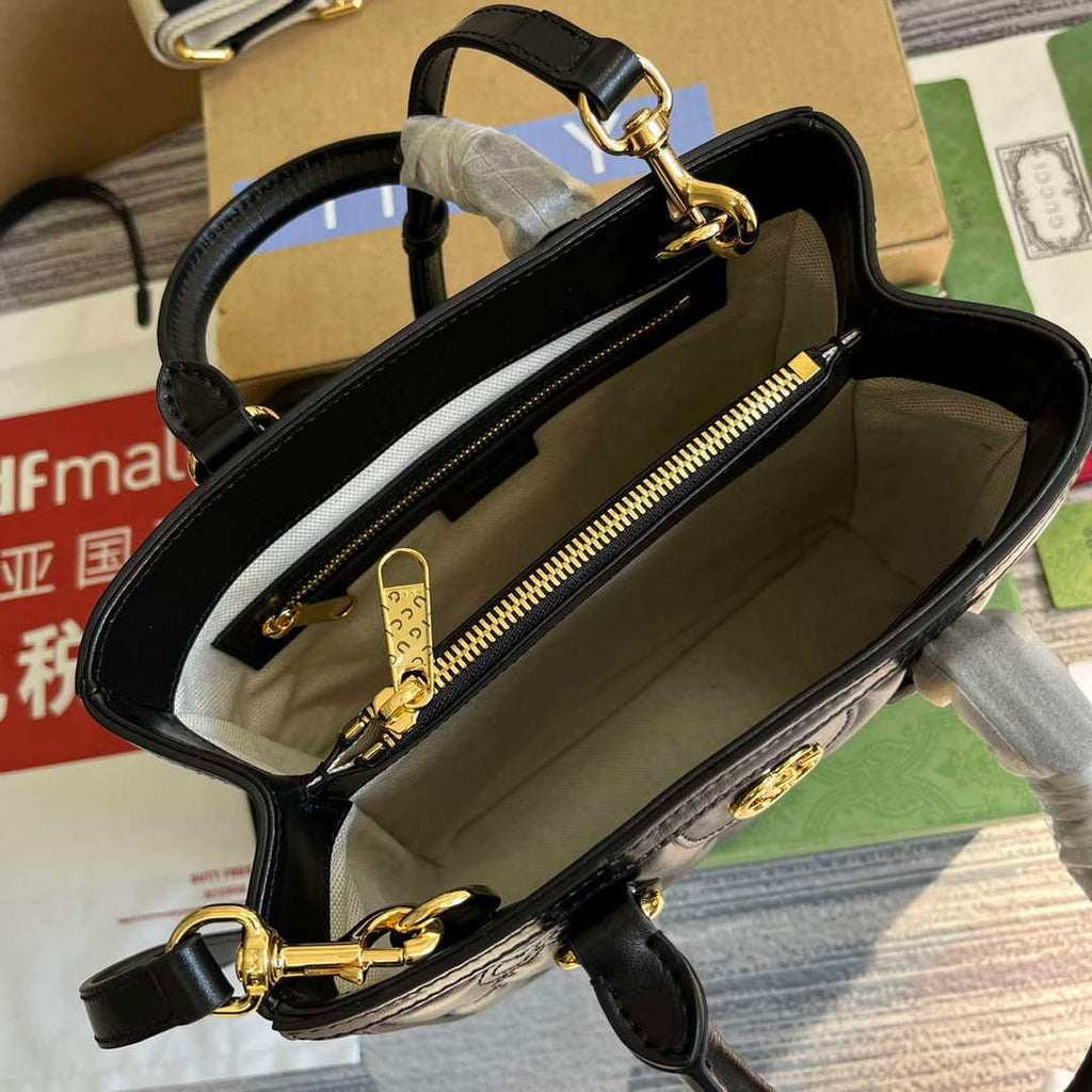 Gucci 728309 GG Matelass¨¦ Mini Top Handle Bag Black