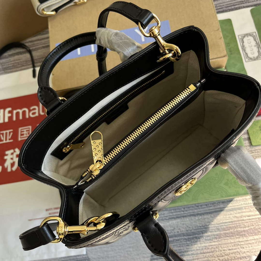 Gucci 728309 GG Matelass¨¦ Mini Top Handle Bag Black