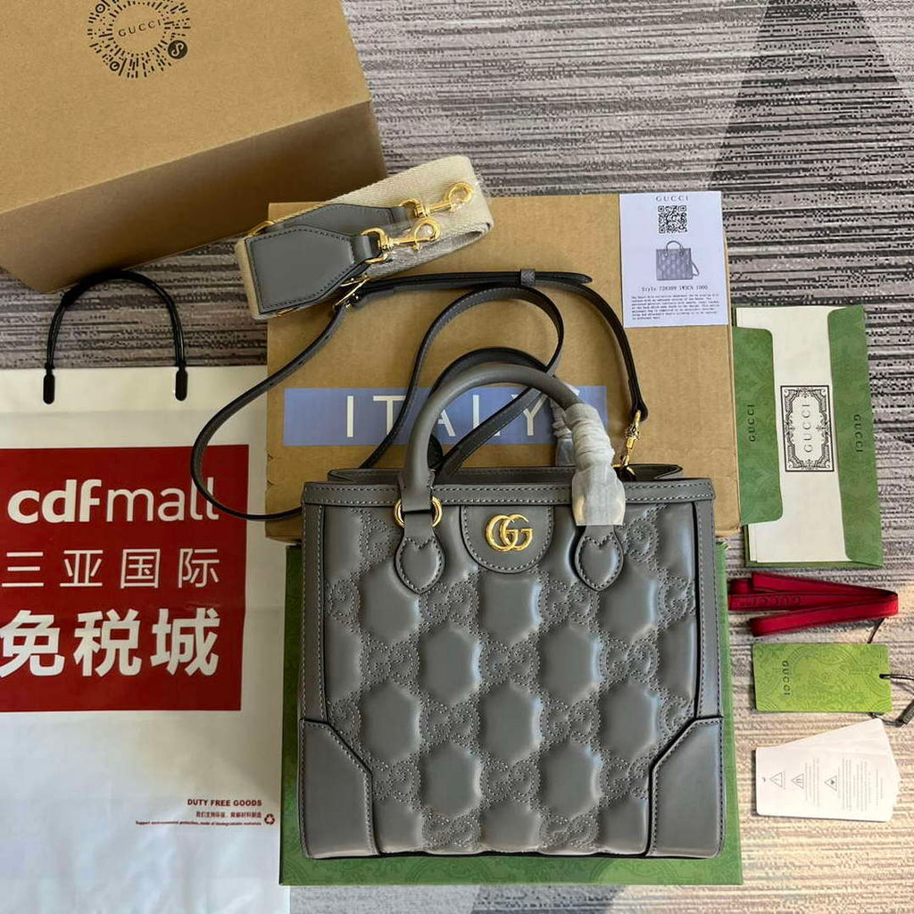 Gucci 728309 GG Matelass¨¦ Mini Top Handle Bag Grey