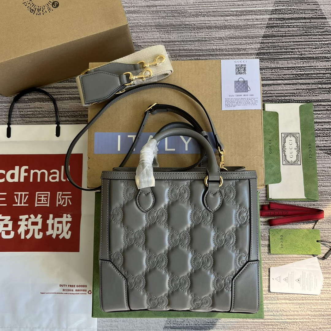 Gucci 728309 GG Matelass¨¦ Mini Top Handle Bag Grey