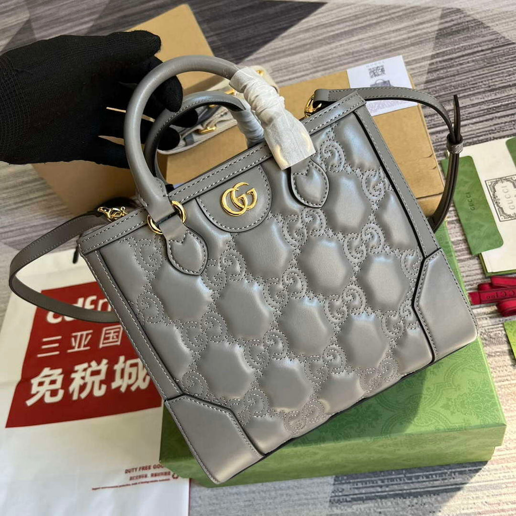 Gucci 728309 GG Matelass¨¦ Mini Top Handle Bag Grey