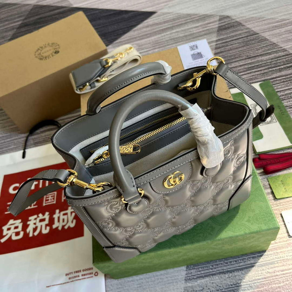 Gucci 728309 GG Matelass¨¦ Mini Top Handle Bag Grey