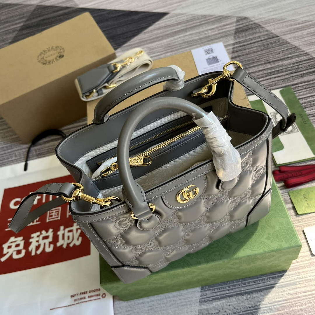 Gucci 728309 GG Matelass¨¦ Mini Top Handle Bag Grey