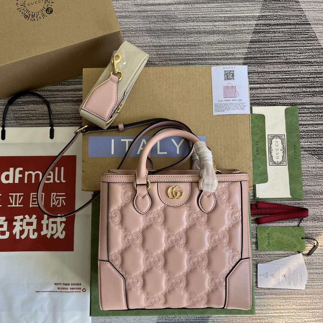 Gucci 728309 GG Matelass¨¦ Mini Top Handle Bag Pink
