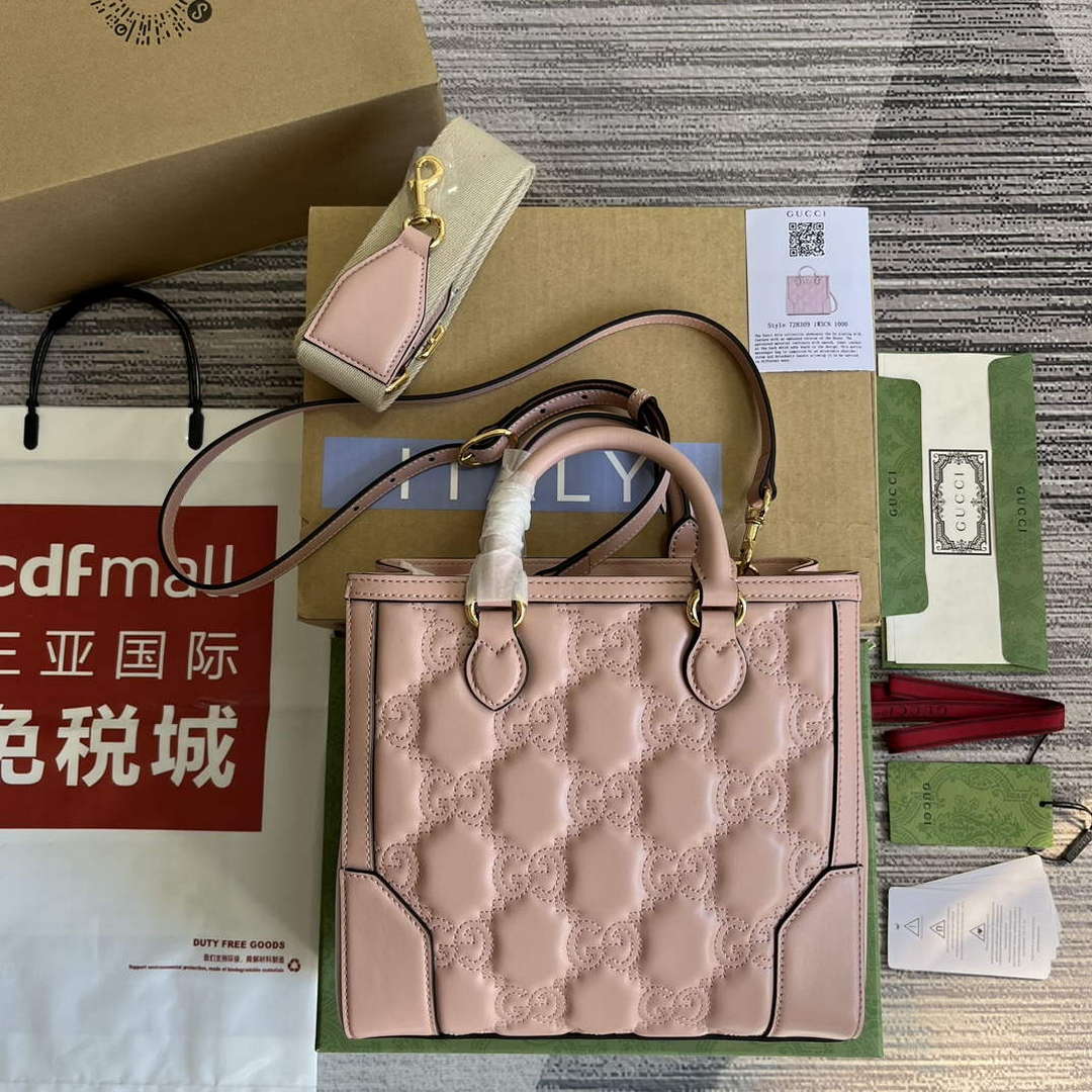 Gucci 728309 GG Matelass¨¦ Mini Top Handle Bag Pink