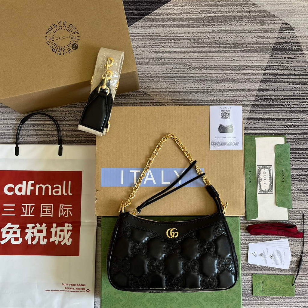 Gucci 735049 GG Matelass¨¦ Handbag Black