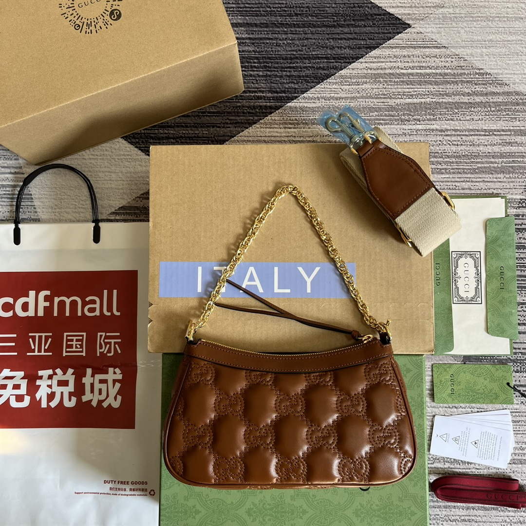 Gucci 735049 GG Matelass¨¦ Handbag Brown