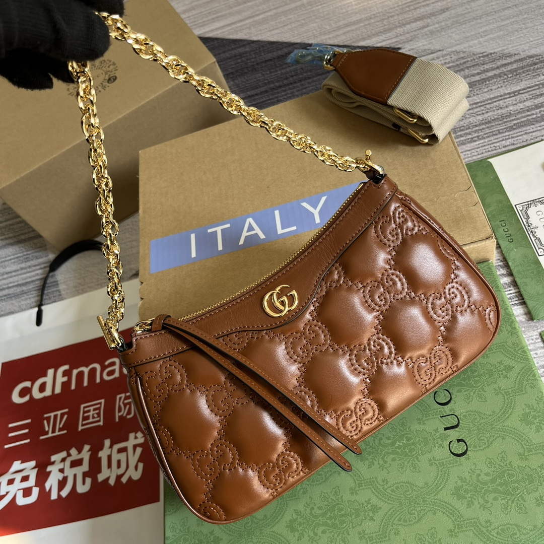Gucci 735049 GG Matelass¨¦ Handbag Brown