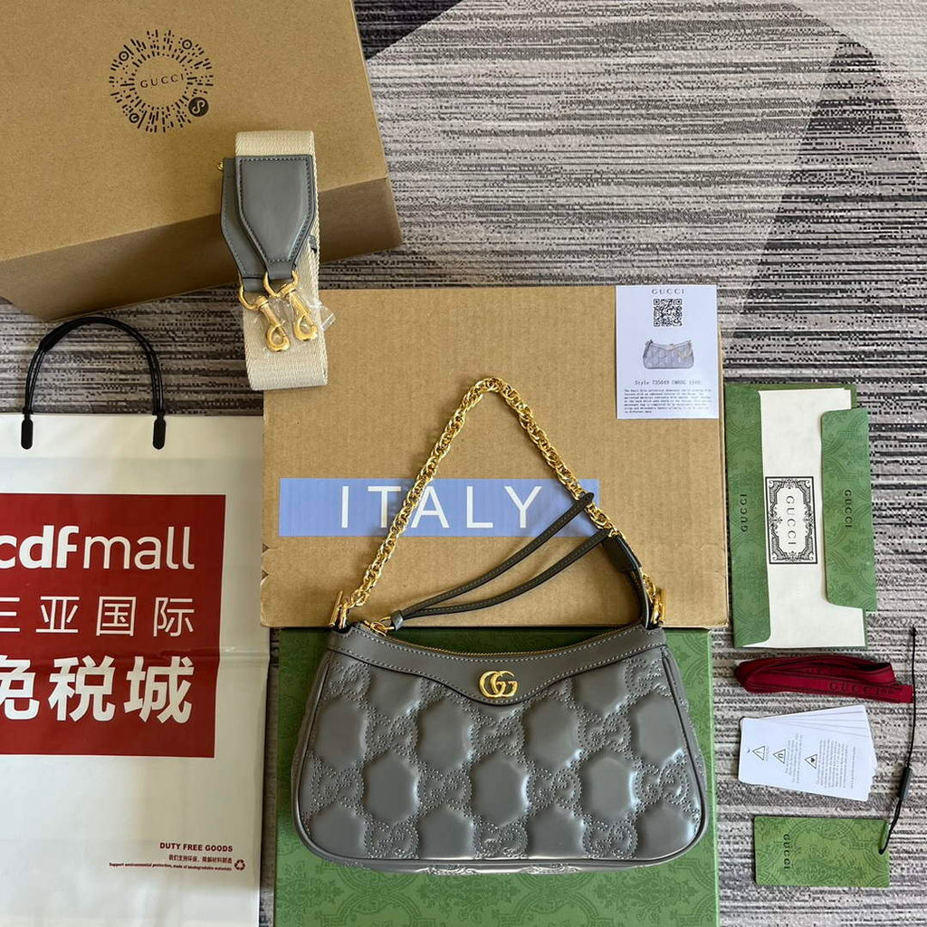 Gucci 735049 GG Matelass¨¦ Handbag Grey