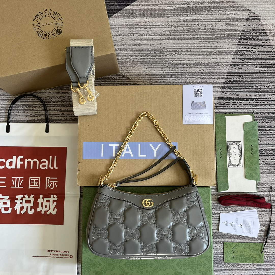 Gucci 735049 GG Matelass¨¦ Handbag Grey