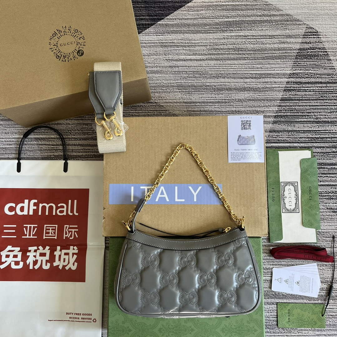 Gucci 735049 GG Matelass¨¦ Handbag Grey