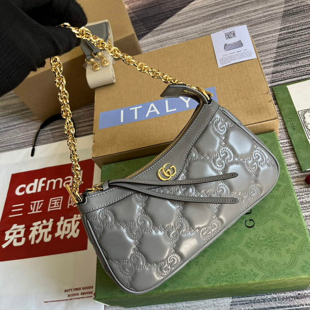 Gucci 735049 GG Matelass¨¦ Handbag Grey