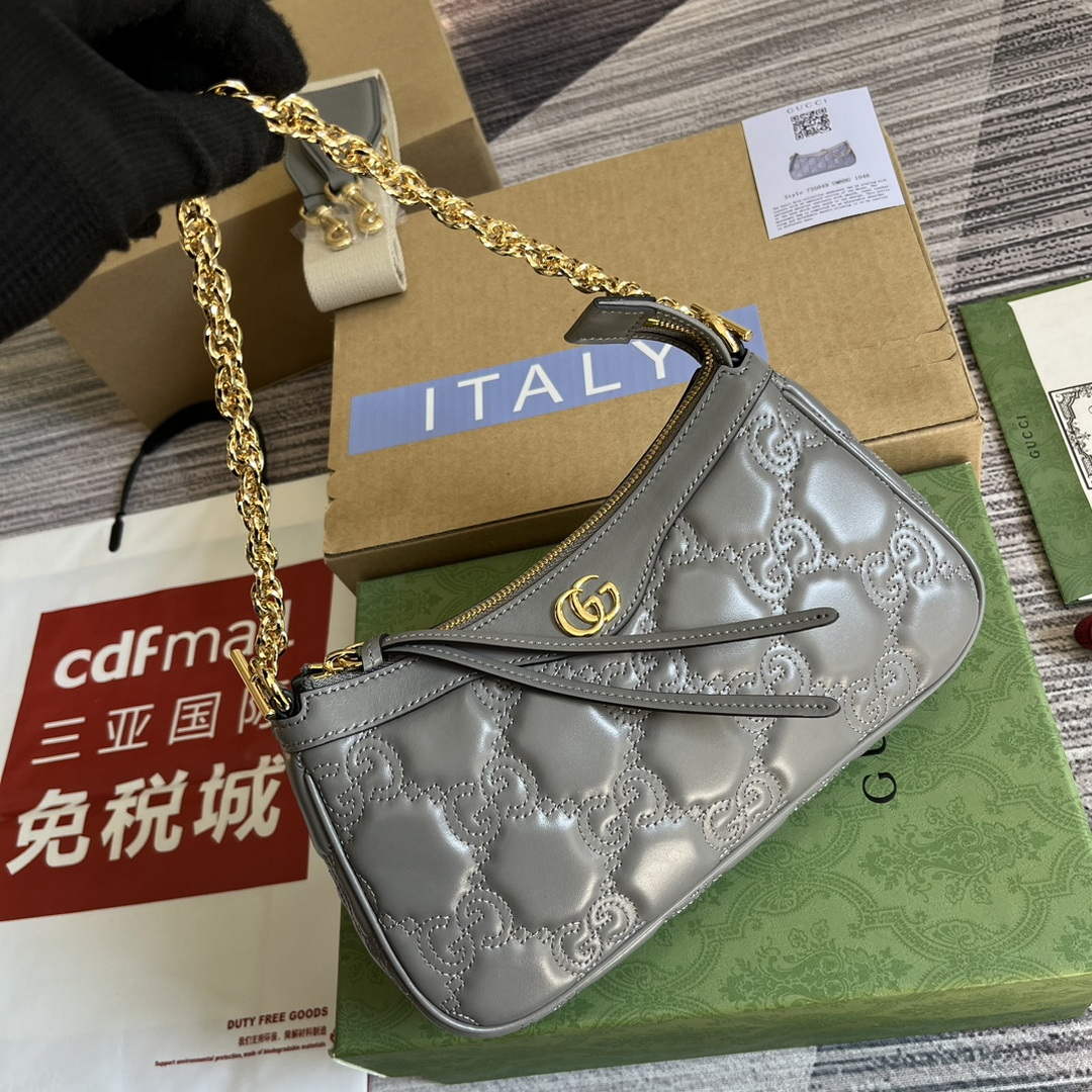 Gucci 735049 GG Matelass¨¦ Handbag Grey