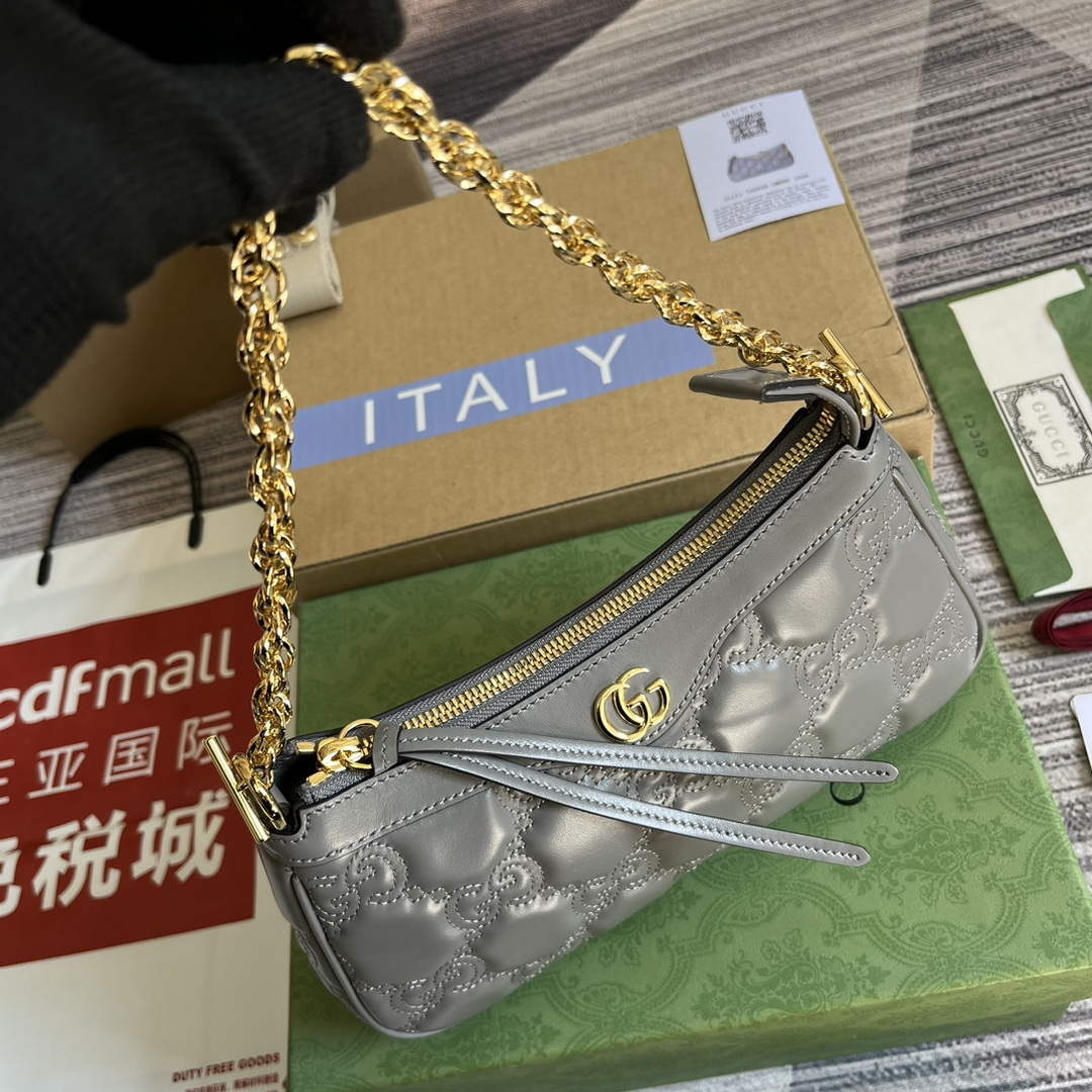Gucci 735049 GG Matelass¨¦ Handbag Grey