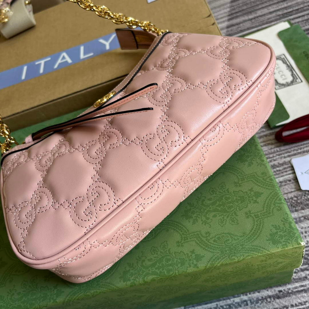 Gucci 735049 GG Matelass¨¦ Handbag Pink
