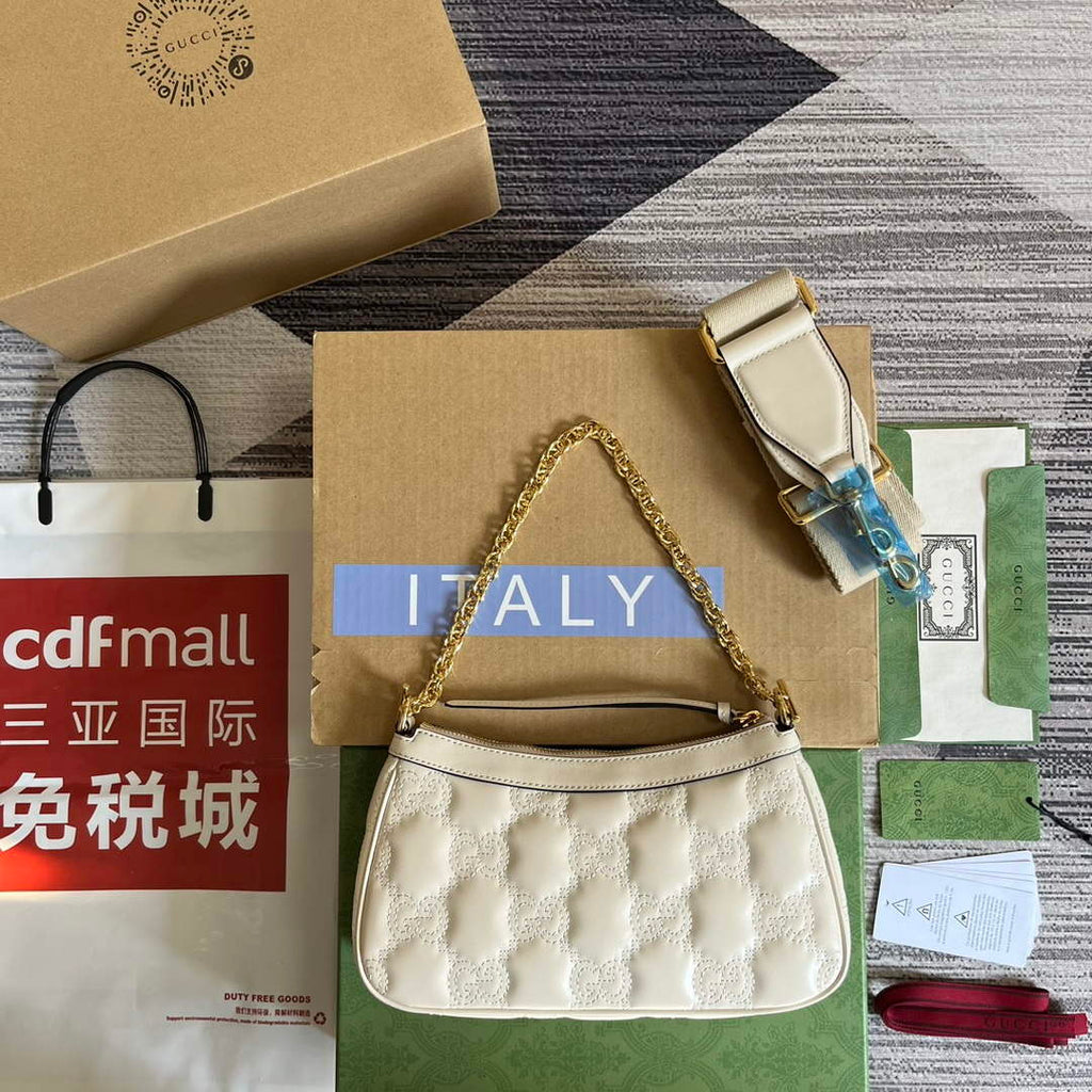 Gucci 735049 GG Matelass¨¦ Handbag White