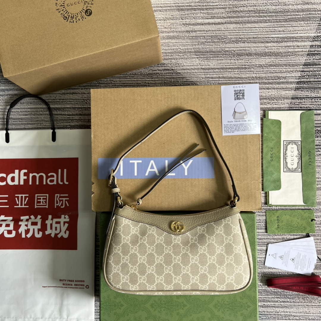 Gucci 735145 GG Supreme Ophidia small handbag Oatmeal - Default Title - View 1