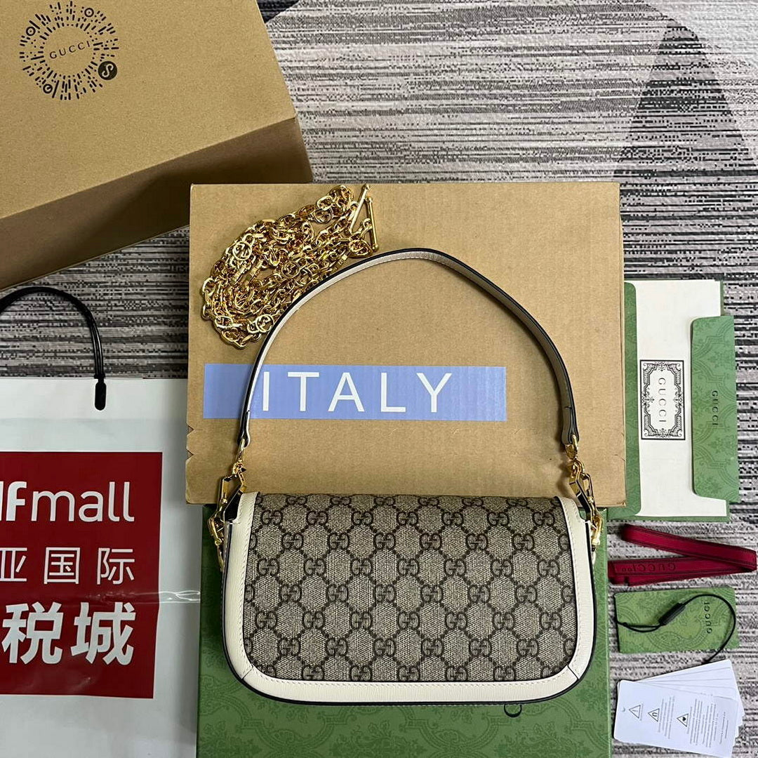 Gucci 735178 Gucci Horsebit 1955 shoulder bag Brown white - Default Title - View 2