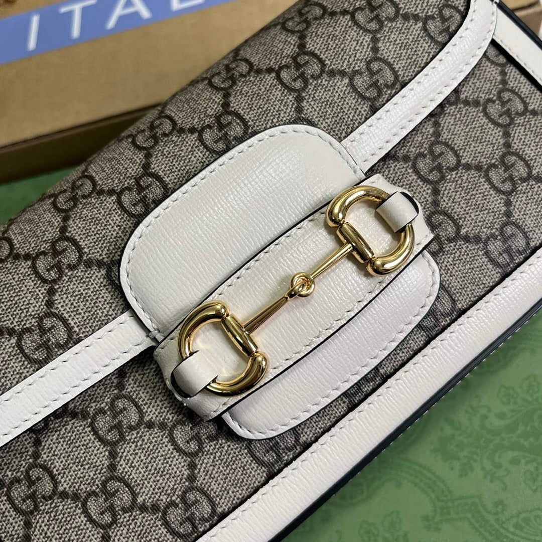 Gucci 735178 Gucci Horsebit 1955 shoulder bag Brown white