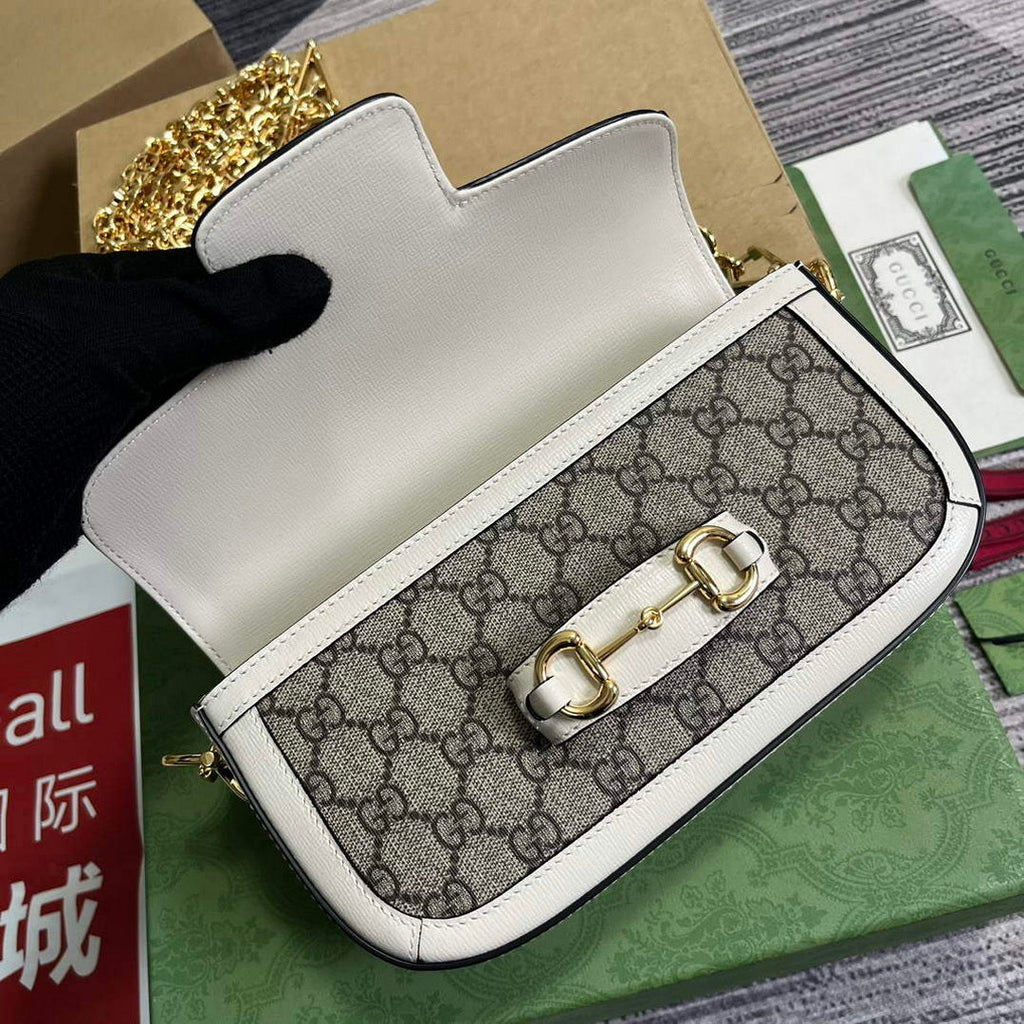 Gucci 735178 Gucci Horsebit 1955 shoulder bag Brown white