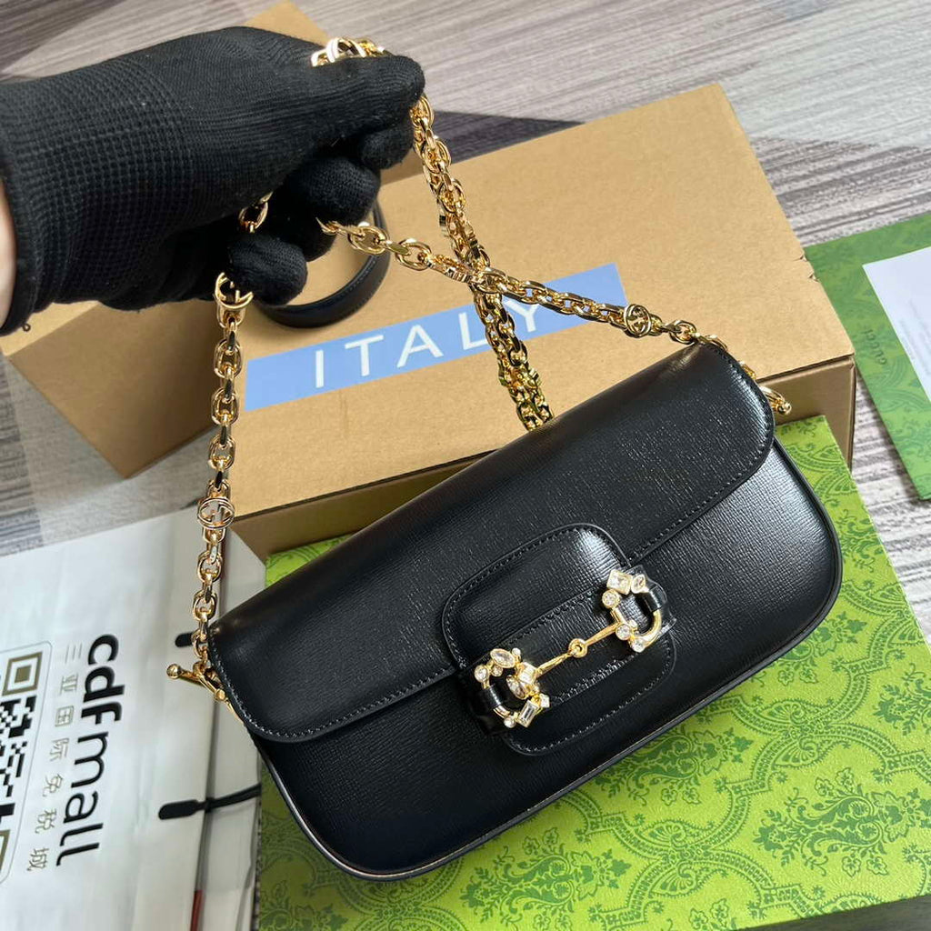 Gucci 735178 Gucci Horsebit 1955 small shoulder bag Black
