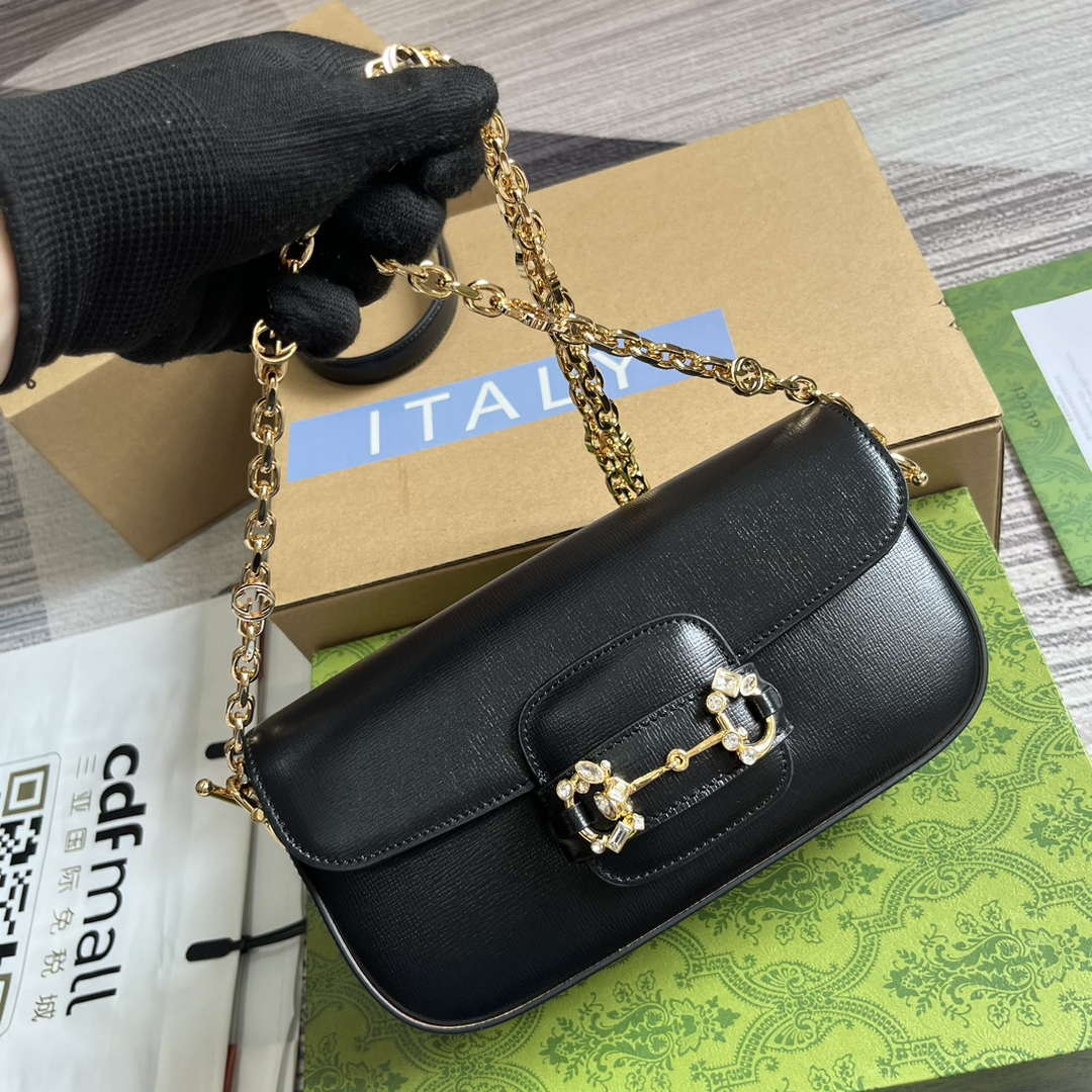 Gucci 735178 Gucci Horsebit 1955 small shoulder bag Black - Default Title - View 4