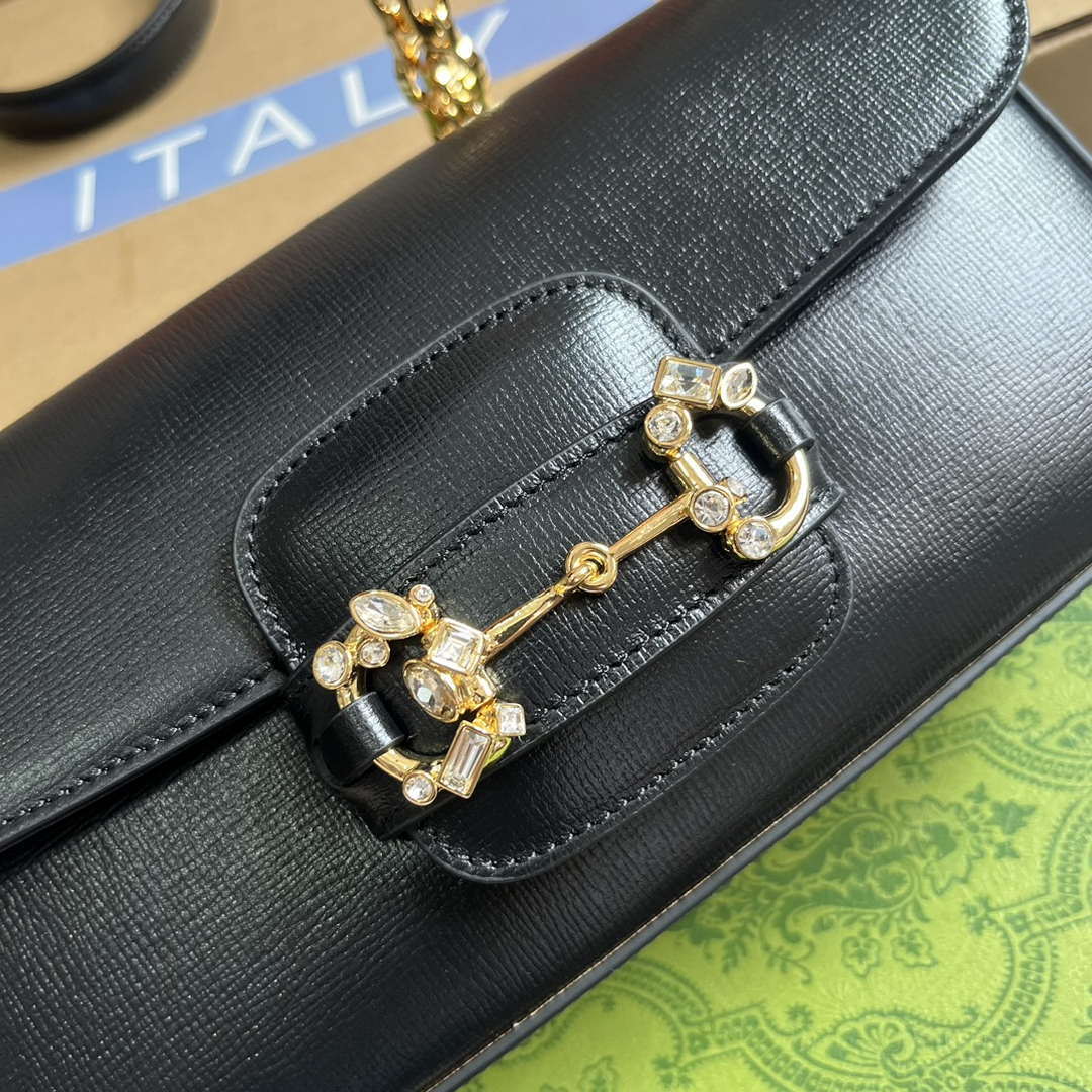 Gucci 735178 Gucci Horsebit 1955 small shoulder bag Black - Default Title - View 5