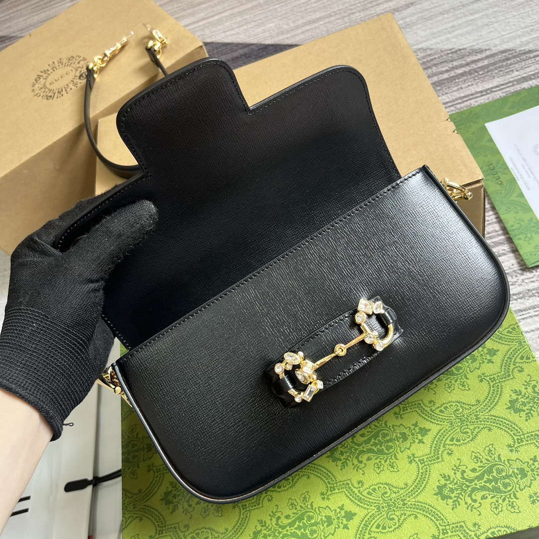 Gucci 735178 Gucci Horsebit 1955 small shoulder bag Black - Default Title - View 7